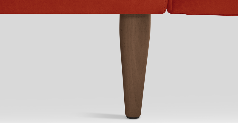 Klem Slim 2-Seater Sofa Wooden Leg - Velvet
