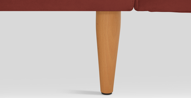 Klem Slim 2-Seater Sofa Wooden Leg - Velvet