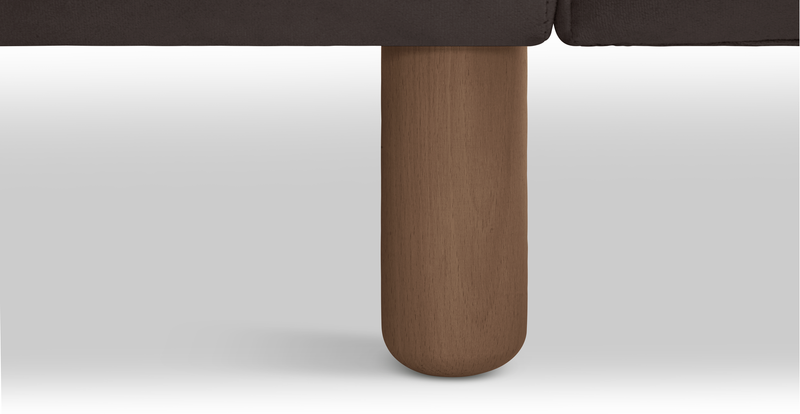 Klem Slim 3-Sitzer Sofa Zylindrisch Holzbein - Samt