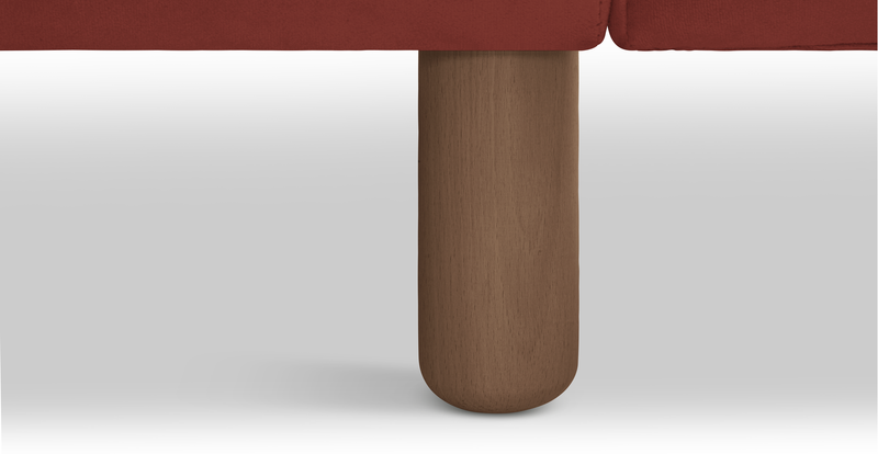 Klem Slim 3-Sitzer Sofa Zylindrisch Holzbein - Samt
