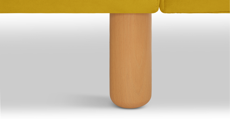 Klem Slim 3-Sitzer Sofa Zylindrisch Holzbein - Samt