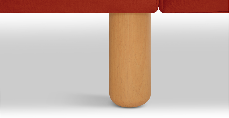 Klem Slim 3-Sitzer Sofa Zylindrisch Holzbein - Samt