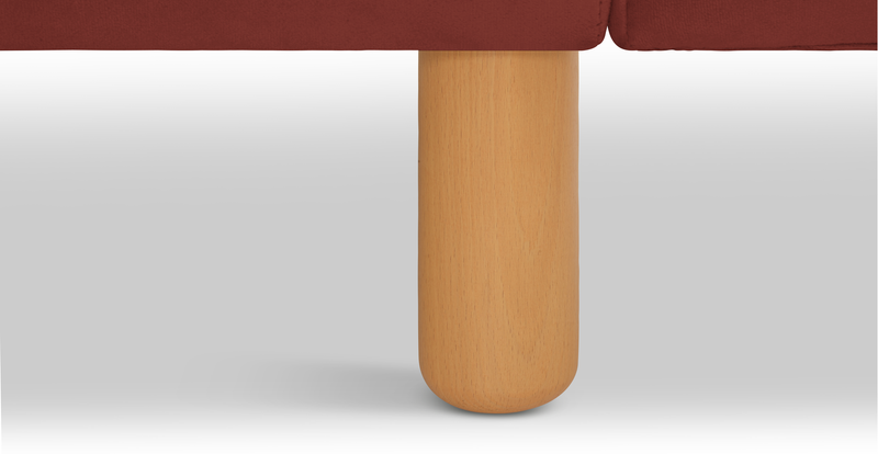 Klem Slim 3-Sitzer Sofa Zylindrisch Holzbein - Samt