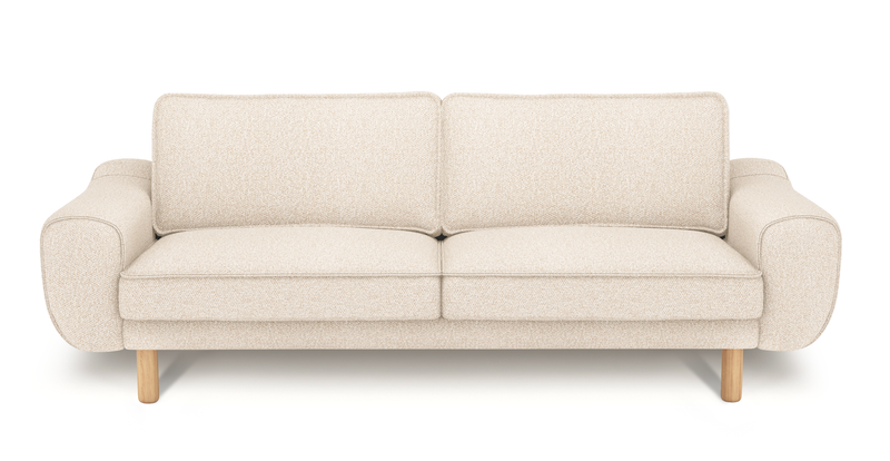 Klem 3-Seater Sofa Cylindrical Wooden Leg - Bouclé