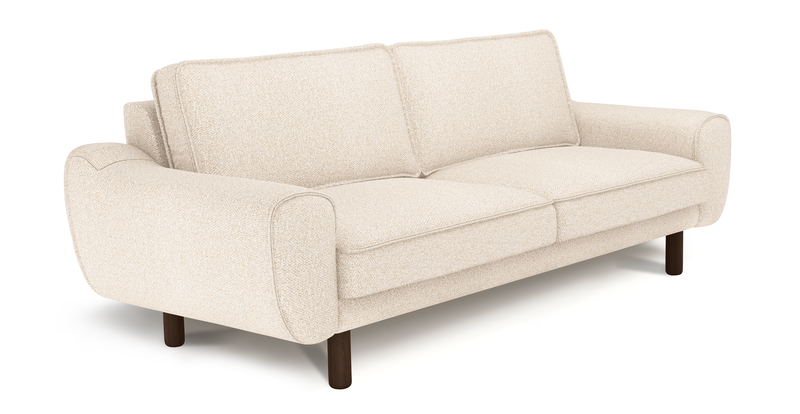 Klem 3-Seater Sofa Cylindrical Wooden Leg - Bouclé