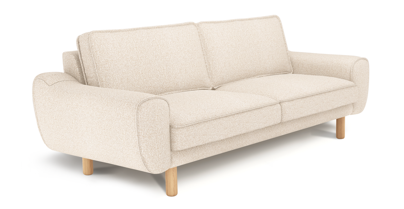 Klem 3-Seater Sofa Cylindrical Wooden Leg - Bouclé