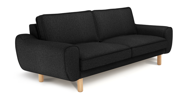 Klem 3-Seater Sofa Cylindrical Wooden Leg - Bouclé