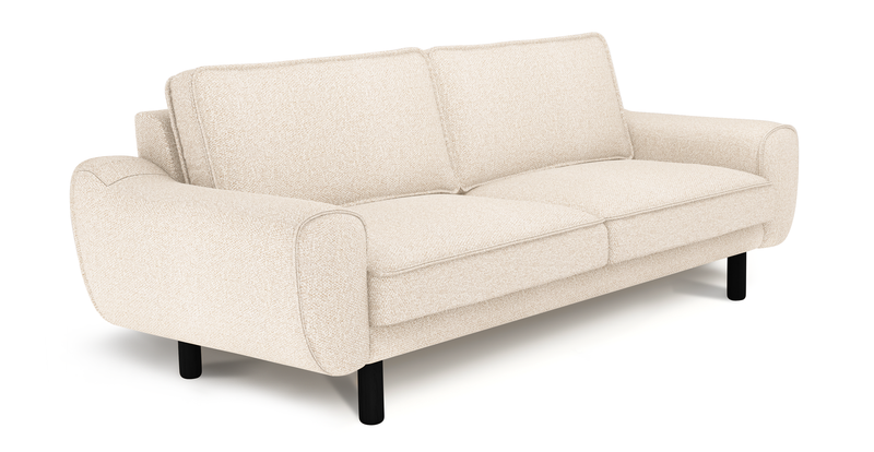 Klem 3-Seater Sofa Cylindrical Wooden Leg - Bouclé