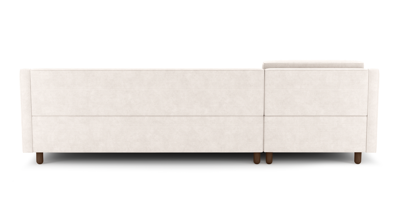 Losa Slim 292 x 166 Corner sofa bed cylindrical wooden leg - Cord velour