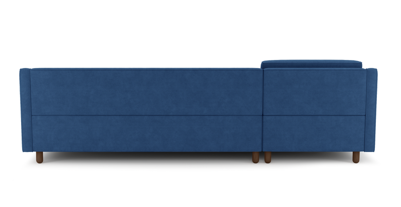 Losa Slim 292 x 166 Corner sofa bed cylindrical wooden leg - Cord velour