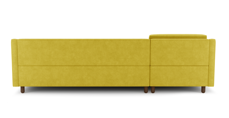 Losa Slim 292 x 166 Corner sofa bed cylindrical wooden leg - Cord velour