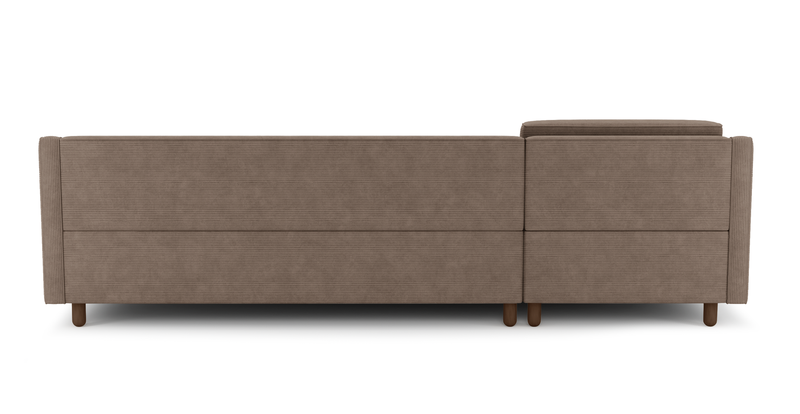 Losa Slim 292 x 166 Corner sofa bed cylindrical wooden leg - Cord velour