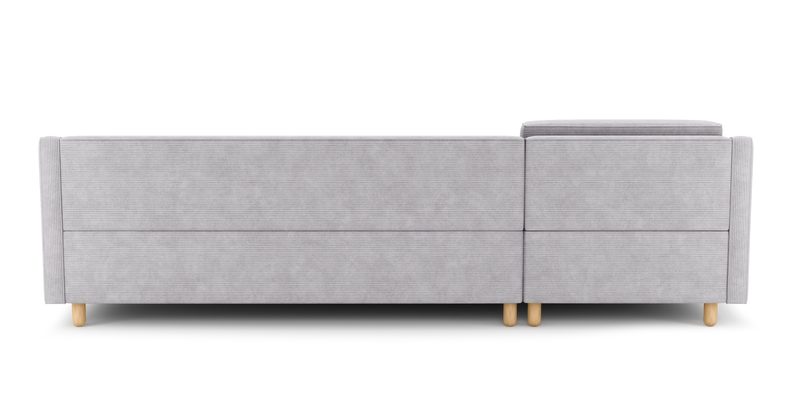 Losa Slim 292 x 166 Corner sofa bed cylindrical wooden leg - Cord velour