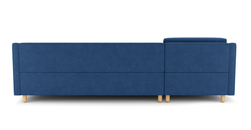 Losa Slim 292 x 166 Corner sofa bed cylindrical wooden leg - Cord velour