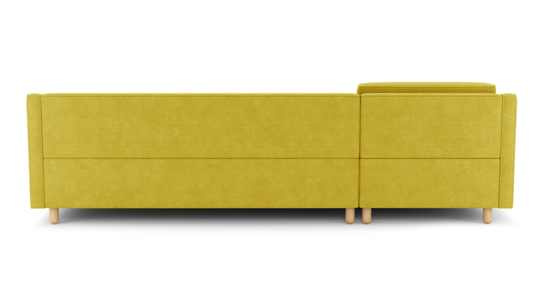 Losa Slim 292 x 166 Corner sofa bed cylindrical wooden leg - Cord velour