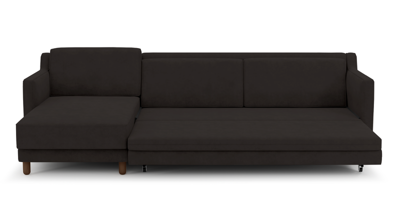 Losa Slim 292 x 166 Corner sofa bed cylindrical wooden leg - velvet