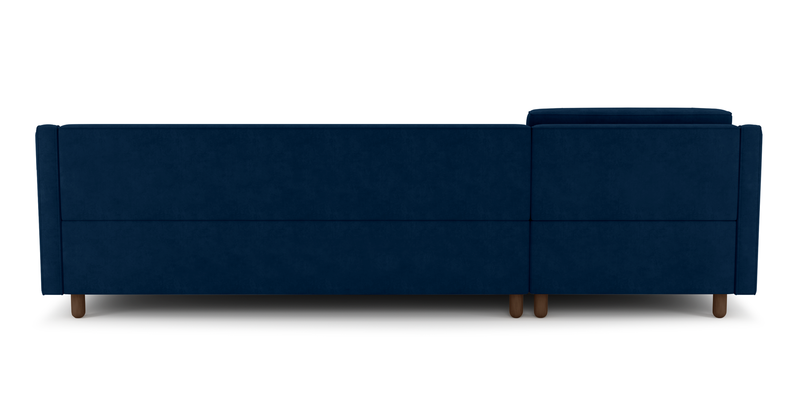 Losa Slim 292 x 166 Corner sofa bed cylindrical wooden leg - velvet