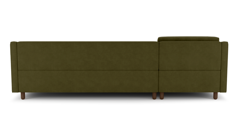 Losa Slim 292 x 166 Corner sofa bed cylindrical wooden leg - velvet