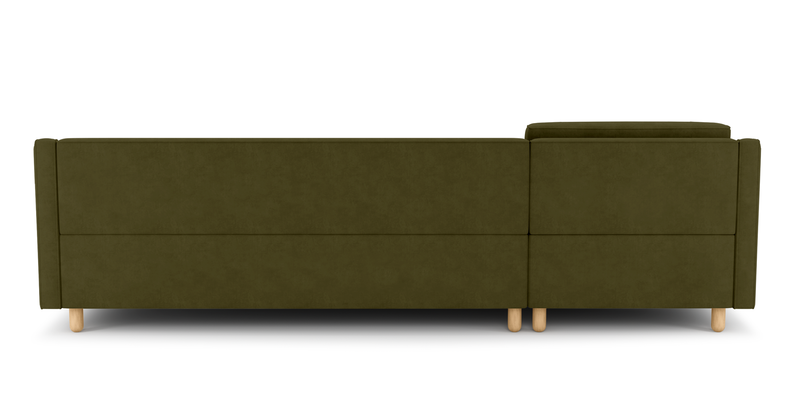 Losa Slim 292 x 166 Corner sofa bed cylindrical wooden leg - velvet