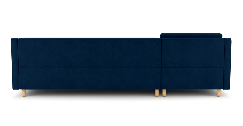 Losa Slim 292 x 166 Corner sofa bed cylindrical wooden leg - velvet