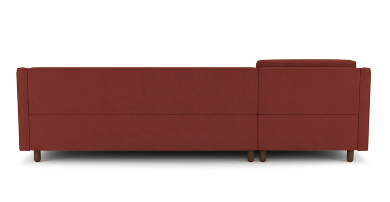 Losa Slim 292 x 166 Corner sofa bed cylindrical wooden leg - velvet