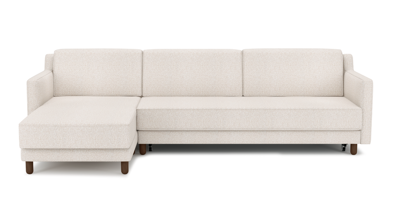 Losa Slim 292 x 166 Corner sofa bed cylindrical wooden leg - Bouclé