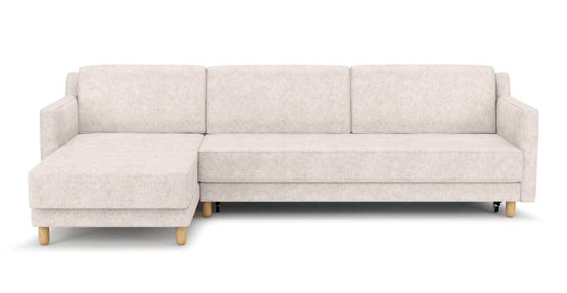 Losa Slim 292 x 166 Corner sofa bed cylindrical wooden leg - natural fabric