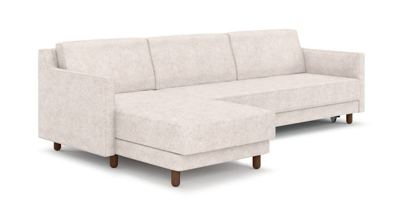 Losa Slim 292 x 166 Corner sofa bed cylindrical wooden leg - natural fabric