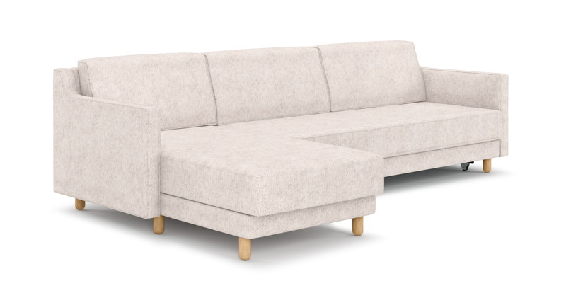 Losa Slim 292 x 166 Corner sofa bed cylindrical wooden leg - natural fabric