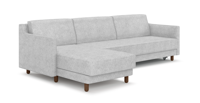 Losa Slim 292 x 166 Corner sofa bed cylindrical wooden leg - natural fabric