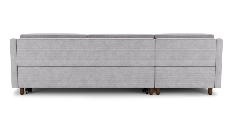 Losa Slim 292 x 166 Corner sofa bed cylindrical wooden leg - Cord velour