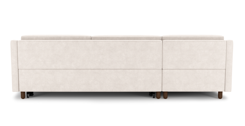 Losa Slim 292 x 166 Corner sofa bed cylindrical wooden leg - Cord velour