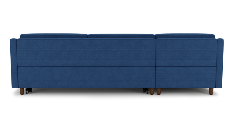 Losa Slim 292 x 166 Corner sofa bed cylindrical wooden leg - Cord velour