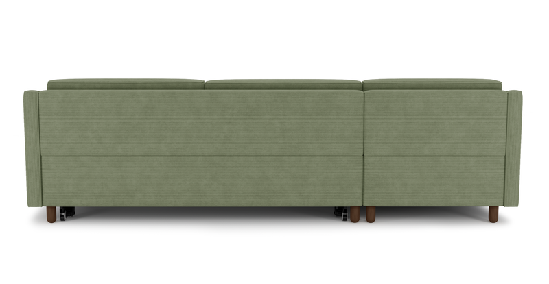 Losa Slim 292 x 166 Corner sofa bed cylindrical wooden leg - Cord velour