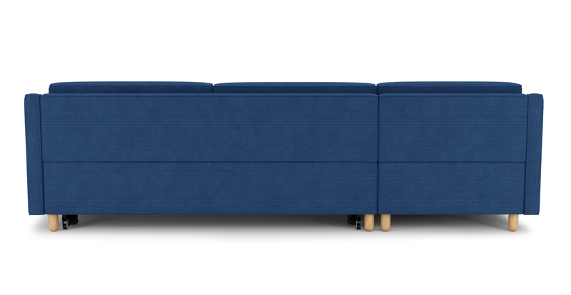 Losa Slim 292 x 166 Corner sofa bed cylindrical wooden leg - Cord velour