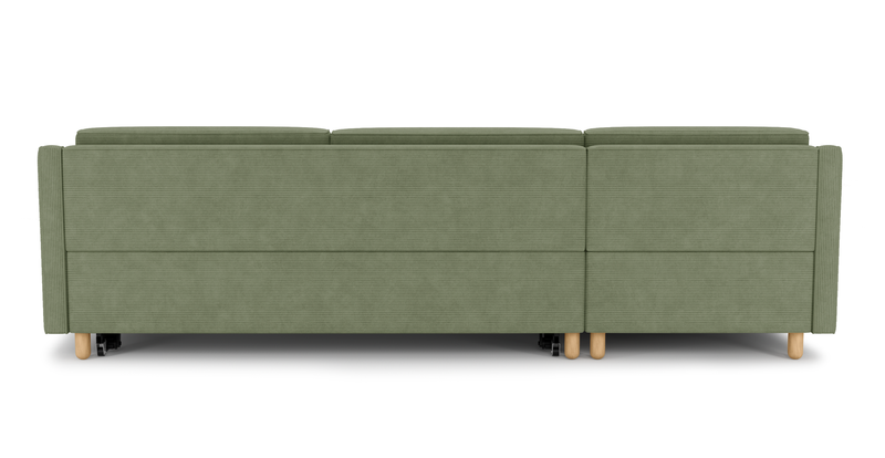 Losa Slim 292 x 166 Corner sofa bed cylindrical wooden leg - Cord velour