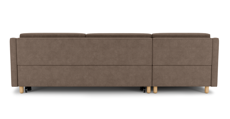 Losa Slim 292 x 166 Corner sofa bed cylindrical wooden leg - Cord velour