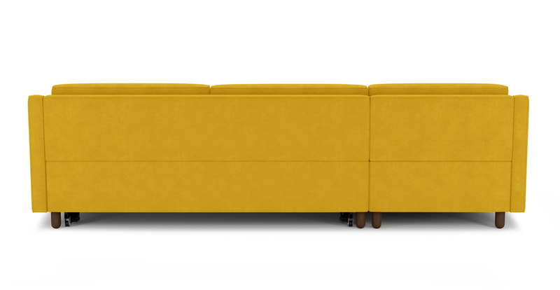 Losa Slim 292 x 166 Corner sofa bed cylindrical wooden leg - velvet