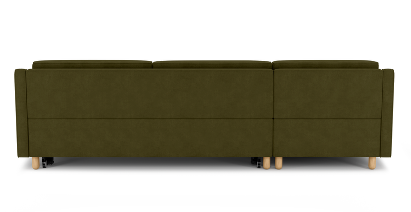 Losa Slim 292 x 166 Corner sofa bed cylindrical wooden leg - velvet