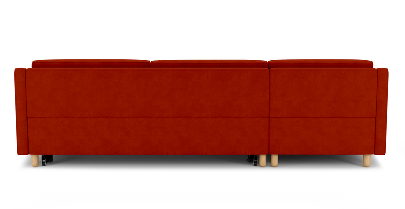 Losa Slim 292 x 166 Corner sofa bed cylindrical wooden leg - velvet