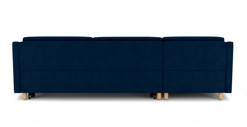 Losa Slim 292 x 166 Corner sofa bed cylindrical wooden leg - velvet