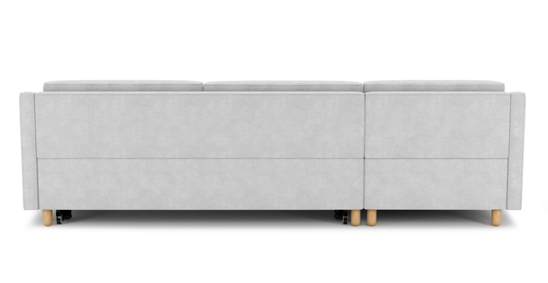 Losa Slim 292 x 166 Corner sofa bed cylindrical wooden leg - velvet