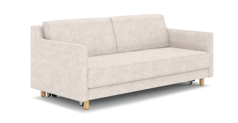 Losa Slim 3-seater sofa bed cylindrical wooden leg - natural fabric