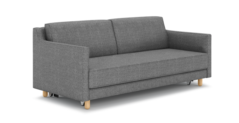 Losa Slim 3-seater sofa bed cylindrical wooden leg - natural fabric