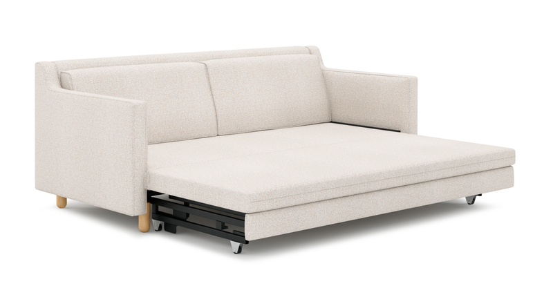 Losa Slim 3-seater sofa bed cylindrical wooden leg - Bouclé