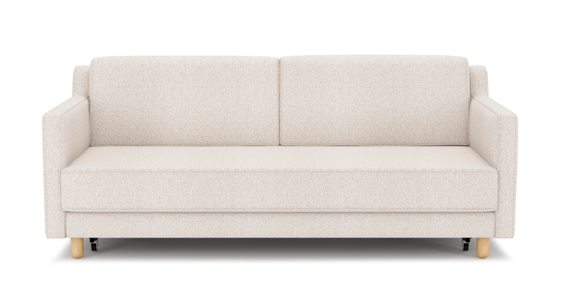 Losa Slim 3-seater sofa bed cylindrical wooden leg - Bouclé