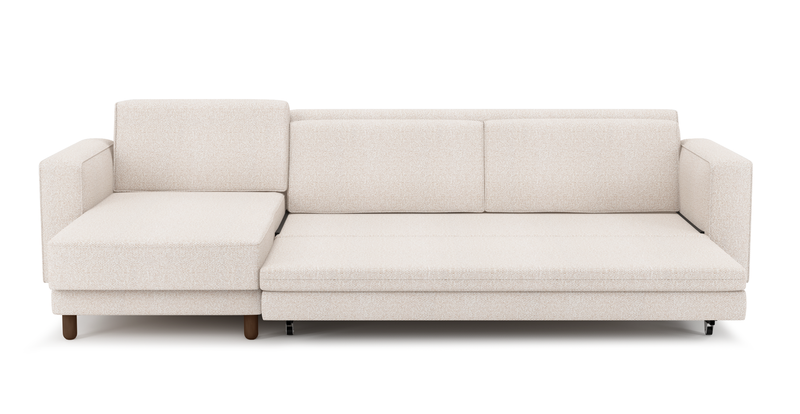 Losa Slim 292 x 166 Corner sofa bed cylindrical wooden leg - Bouclé