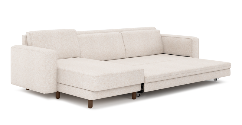 Losa 317 x 166 Corner sofa bed cylindrical wooden leg - Bouclé