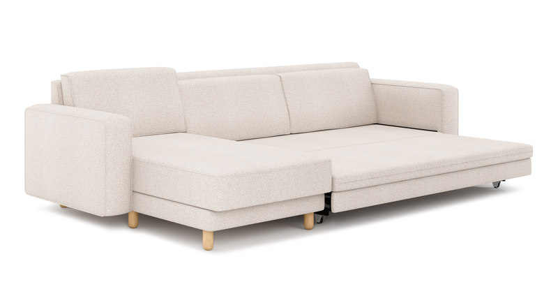 Losa 317 x 166 Corner sofa bed cylindrical wooden leg - Bouclé