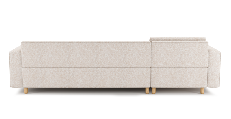 Losa Slim 292 x 166 Corner sofa bed cylindrical wooden leg - Bouclé